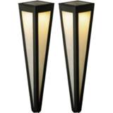 👉 Buitenlamp zwart kunststof Set Van 2x Stuks Solar Tuinlampen/prikspots Pilaar Op Zonne-energie 58 Cm - Prikspots Tuinverlichting 8720576152232