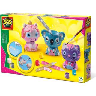 👉 Multikleur Ses Creative Gipsgieten Glitterdieren Junior 8-delig 8710341012892