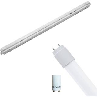 👉 Armatuur wit kunststof Led Tl Met T8 Buis Incl. Starter - Pragmi Housing Pro 120cm Enkel 16w Helder/koud 6400k Waterdicht 6013956917937
