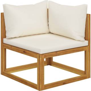 Hoekbank acaciahout Vidaxl Sectioneel Met Crèmewit Kussen Massief 8720286114360
