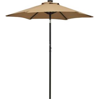 👉 Parasol aluminium taupe Vidaxl Met Led-verlichting 200x211 Cm 8720286115497