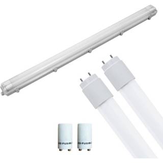 👉 Armatuur wit kunststof Led Tl Met T8 Buis Incl. Starter - Pragmi Housing Pro 120cm Dubbel 32w Natuurlijk 4200k Waterdicht 6013937359312
