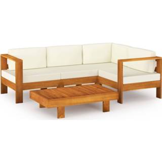 👉 Acaciahout bruin Vidaxl 5-delige Loungeset Met Crèmewitte Kussens 8720286191026