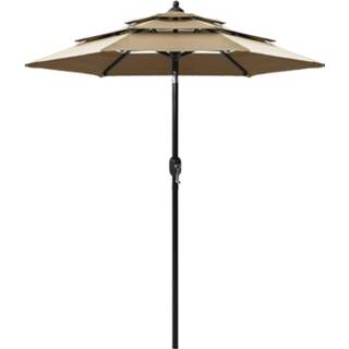 👉 Parasol aluminium Vidaxl 3-laags Met Paal 2 M Taupe 8720286165379