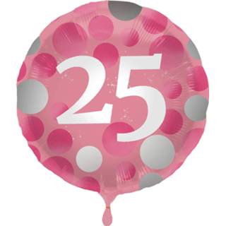 👉 Folieballon roze wit Folat 25 Jaar 45 Cm Roze/wit 8714572686259