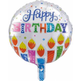 👉 Folieballon zilver zilverkleurig Wefiesta Happy Birthday Candles 45 Cm 5712735010326