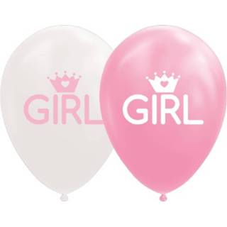 👉 Ballon roze wit baby's meisjes Globos Ballonnen Baby Girl 12 Cm Latex Roze/wit 8 Stuks 5712735017097