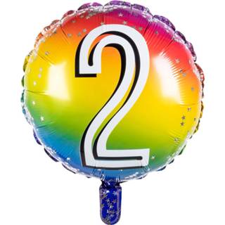 👉 Folieballon multikleur Boland Cijfer '2' Junior 45 Cm 8712026302021