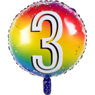 👉 Folieballon multikleur Boland Cijfer '3' Junior 45 Cm 8712026302038