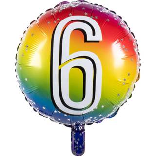 👉 Folieballon multikleur Boland Cijfer '6' Junior 45 Cm 8720585045679