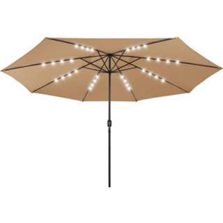 👉 Parasol taupe Vidaxl Met Led-verlichting En Metalen Paal 400 Cm 8720286115091