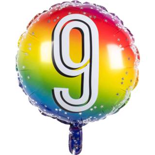 👉 Folieballon multikleur Boland Cijfer '9' Junior 45 Cm 8712026302090