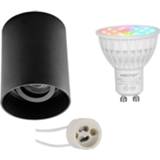 👉 Opbouwspot aluminium zwart Mi-light - Set Gu10 Smart Led Wifi Slimme 4w Rgb+cct Aanpasbare Kleur Dimbaar Pragmi 7434214833827