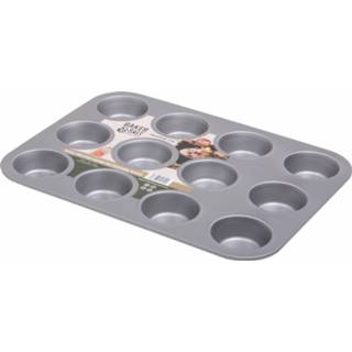👉 Bakvorm carbon zilverkleurig Wham Baker & Salt Mufffins 39,5 X 30 Cm Carbonstaal 5038135557002