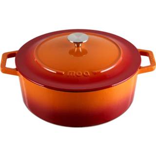 👉 Gietijzeren braadpan oranje rood gietijzer Moa 30 Cm - Rond Ook Voor Inductie C30or 8718001908493