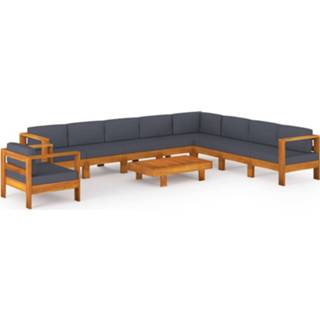 👉 Grijze acaciahout active 10-delige Loungeset met donkergrijze kussens 8720286191330