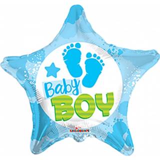 👉 Folieballon blauw baby's jongens Globos Baby Boy Footprints 18 Cm 681070106344