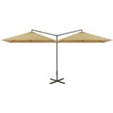 👉 Parasol taupe Vidaxl Dubbel Met Stalen Paal 600x300 Cm 8720286115336
