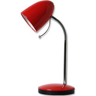 👉 Bureaulamp rood glans kunststof Led - Aigi Wony E27 Fitting Flexibele Arm Rond 6013926635663