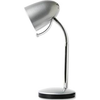 👉 Bureaulamp glans zilver kunststof zilverkleurig Led - Aigi Wony E27 Fitting Flexibele Arm Rond 6013925957919