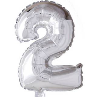 👉 Folieballon zilver zilverkleurig Globos Cijfer 2 Junior 100 Cm 5712735004271