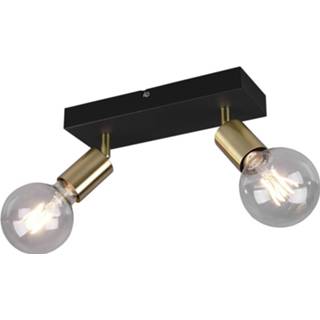 👉 Zwart goud aluminium Led Plafondspot - Trion Zuncka E27 Fitting 2-lichts Rechthoek Mat Zwart/goud 6013923541592