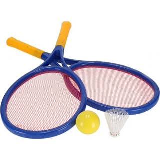 👉 Strandset blauw geel kunststof Gerimport Tennis/badminton 58 Cm Blauw/geel 4-delig 8430540895118