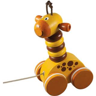 👉 Trekfiguur geel bruin hout Detoa Giraffe Junior 11 Cm Geel/bruin 7-delig 8593547051434