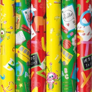 👉 Cadeaupapier kinderen Assortiment Luxe Inpakpapier Voor - Terug Naar School 200 X 70 Cm 5 Rollen 9098998020378