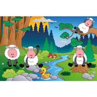 👉 Fotobehang vlies multikleur Dimex Sheep In Forest 375x250cm 5-banen 8592900113383