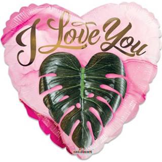 👉 Folieballon roze groen Witbaard Eco Love You 46 Cm Roze/goud/groen 681070116824