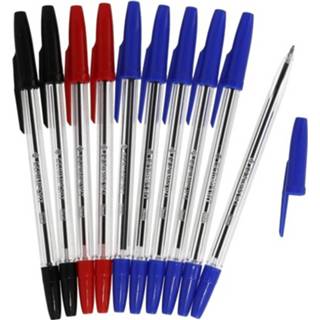 👉 Balpen blauw rood zwart kunststof Gerimport Balpennen 16 Cm Blauw/rood/zwart 10 Stuks 8430540965330