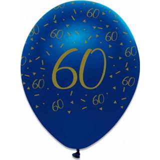 👉 Ballon goud blauw Witbaard Ballonnen 60 Jaar 30 Cm Latex Navy/goud 6 Stuks 5026281553467