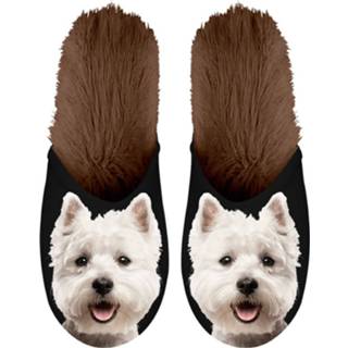 👉 Pantoffels bruin zwart pluche Plenty Gifts Westie Bruin/zwart Maat 35/38 8717127434084