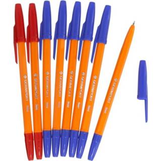 👉 Balpen blauw rood kunststof Gerimport Balpennen 16,5 Cm Blauw/rood 8 Stuks 8430540965378