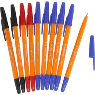 👉 Balpen blauw rood zwart kunststof Gerimport Balpennen 16 Cm Blauw/rood/zwart 10 Stuks 8430540965385