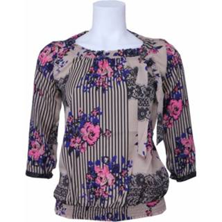 Dept blousje 3/4 mouw - bloemen Beige vrouwen dame Dept blousje 3/4 mouw - bloemen