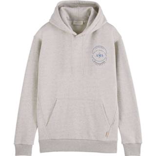 👉 Grijs l male Scotch & Soda Hooded sweat with chest artwork grey melange 8719029642314