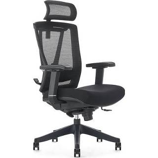 👉 Bureaustoel zwart One Size Color-GeenKleur luxe Kangaro netstof. Multi verstelbaar met hoofdsteun, zwart. 8712127066624