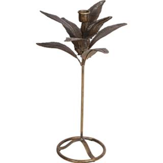 👉 One Size goud PTMD Katlyn Leaves Candleholder High 8720014219503