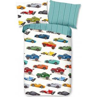 👉 Dekbedovertrek katoen One Size groen Good Morning Race junior 140 x 220 cm 8717285174792