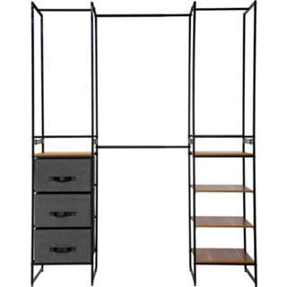 👉 Kledingkast MDF bruin Modulaire - Garderobekast Opbergruimte voor je Kleding Vintage Look 180x46,5x198cm 8720359705761