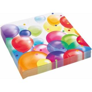 👉 Servet multi papier active 20x stuks feest servetten met verjaardag ballonnen print 33 x cm
