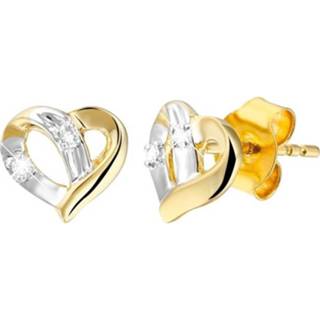 👉 Oorbel diamanten goud 14K geelgouden oorbellen hart met 4 8717637915387