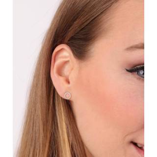 👉 Oorbel One Size Color-Goud 14 karaat geelgouden oorbellen cirkel met zirkonia 8719802104060