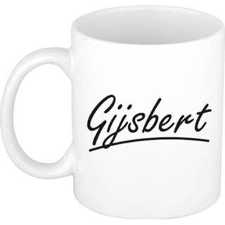 👉 Beker multi keramiek mannen active Naam cadeau mok / Gijsbert met sierlijke letters 300 ml
