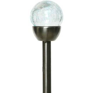 👉 Steker RVS One Size zilver 6x Buiten/tuin LED bollen stekers Navi solar verlichting colour changing 24 cm - Tuinlampen Solarlampen op zonne-energie 8720147377507