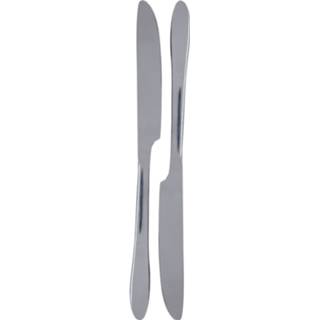 👉 Mes RVS One Size zilver 2x Messen tafelbestek 23,5 cm - Keukenbenodigdheden Tafel dekken Bestek Tafelmessen/dinermessen/smeermessen 8720276495455