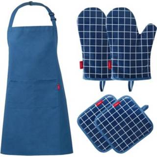 👉 Oven Esonmus 5 PCs Mitts Set With Pocket and Apron