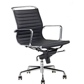👉 Design bureaustoel zwart rundleer leder Feel Furniture - Luxe Van 100% Lage Rugleuning 8718969570015